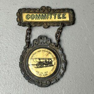 Antique 1903 New England Fire League 13th Annual Tournament Committee Pin Badge